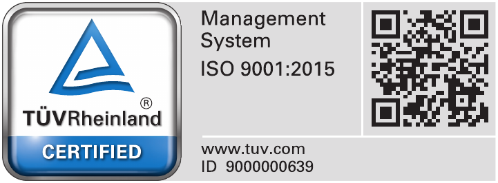 TÜV Rheinland Certified, Management System ISO 9001:2015